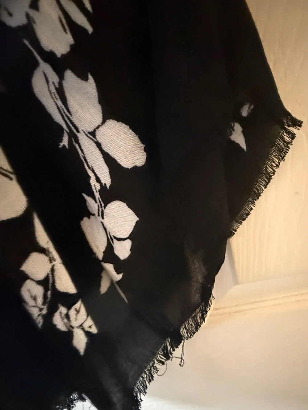Black & White Floral Scarf - Classic Contrast